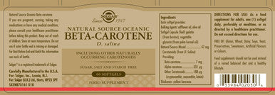Solgar Oceanic Beta-Carotene 25 000 Iu 60 Softgels - Healthy Vision Skin & Immune System Potent Antioxidant - 100% Natural Pro-Vitamin A - Gluten Free Dairy Free - 60 Servings