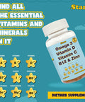 Adult Multivitamin Gummy With Omega 3, Chewable Multivitamin With Selenium, Vitamin A, B, C, D, Biotin, Multivitamin For Women, Multivitamin For Men, 60 Star Shaped Multivitamin Gummies