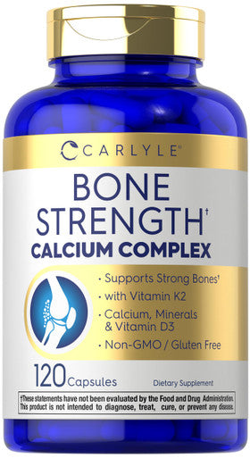 Carlyle Bone Strength Supplement | 120 Capsules | Calcium Complex Vitamin | Non-Gmo & Gluten Free Formula