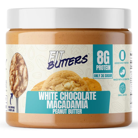 Fit Butters Birthday Cake Cashew Almond Butter Spread - Added Protein and Coconut Oil, Low Carb, Low Sugar, Gluten Free, Complete Protein Dessert Flavored Nut Butter