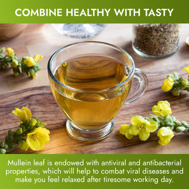 HERBALICIOUS Mullein Leaf Tea Bags For Lungs Cleanse, Detox & Respiratory Support - Caffeine Free Natural Mullein Herbal Tea - 100% Pure Non-Gmo And Gluten Free Mullein Tea - 30 Tea Bags