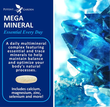 Potent Garden Mega Mineral Supplement Complete Mineral Complex With Calcium Magnesium Zinc Potassium Boron Selenium Chromium & 72 Trace Minerals Iron Calcium Supplement -100 Pills
