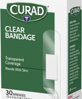 Curad Clear Plastic Self-Adhesive Bandages 3/4" x 3" Essential First Aid Supplies 30 per Box Pack of 6
