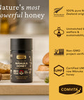 Comvita Manuka Honey UMF 20+ (MGO 829+) - Raw Manuka Honey New Zealand, Pure & Unpasteurized, Superfood for Immune Health, Use in Tea, Wild, Monofloral, Non-GMO - 250g (8.8 oz)
