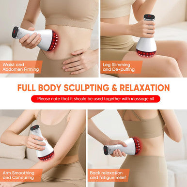 Multford Rechargeable Lymphatic Drainage Massager & Cellulite Massage Tool With 3000MahFascia Blaster For Reduce Stretch Marks For Legs Arms & BellyBody Sculpting Machine With Microcurrent For Office Travel