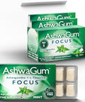 Ashwagum Focus Gum By Bettergum, High Potency Brain Supplement With Ksm 66 Ashwagandha And L Theanine, Supports Concentration And Memory, Alternative To Gummies, Sugar-Free, 10 Pieces - 6 Pack