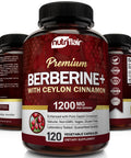 NutriFlair Premium Berberine 1200mg, 120 Capsules - Plus Pure True Ceylon Cinnamon, Berberine HCI Root Supplements Pills - Supports Glucose Metabolism, Immune System, Healthy Weight Management