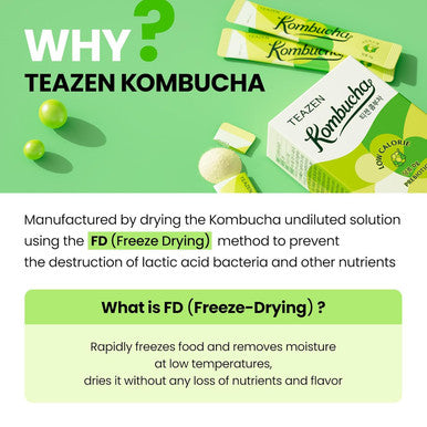 Teazen 4 Flavors 40 Sticks Variety Pack Kombucha Peach Pineapple Mango Guava Shine Muscat Flavor (40 Sticks)