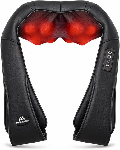 Magicmakers Neck Massager For Pain Relief Deep Tissue With Heat - Shiatsu Back And Shoulder Massage Mothers Day s For Mom Wife Women Her Dad Men Him Christmas Fathers Day Plug-In Use For Home Office Car