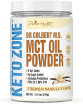 Keto Zone MCT Oil Powder French Vanilla 315 G 30 Day Supply Dr. Colberts Keto Zone Diet Book Coffee Creamer 70 C8 30 C10 0 Net Carbs