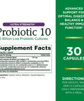 Nature's Bounty Probiotic 10 Ultra Strength Daily Probiotic Supplement Support For Digestive Immune And Upper Respiratory Health 1 Pack 30 Capsules