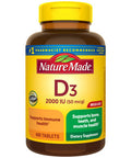 Nature Made Vitamin D3 400 Tablets Mega Size Vitamin D 2000 Iu (50 Mcg) Helps Support Immune Health Strong Bones And Teeth & Muscle Function 250% Of Daily Value For Vitamin D In One Daily Tablet