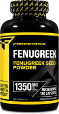 Primaforce Fenugreek Seed Capsules (180 Capsules / 1350mg Per Serving 2 Capsule Servings) - Premium Herbal Supplement for Men and Women Non-GMO Gluten Supplement