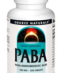 Source s PABA - Para-Amino Benzoic , 100 mg Dietary Supplement - 250 Tablets