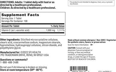 Klaire Labs Vitamin C - 1000 Milligrams L-Ascorbic Acid In Coated Tablets To Protect From Oxidation (100 Tablets)