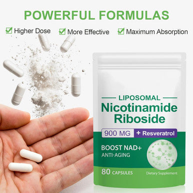 Nad Nicotinamide Riboside 900, Nicotinamide Riboside, Nad+ Supplement, With Posomal Resveratrol, Quercetin, Supports Healthy Anti-Aging, Improves Immunity - 80 Capsules