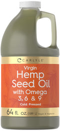 Carlyle Hemp Seed Oil | 64 Fl Oz | Virgin, Cold Pressed | With Omega 3, 6, 9 | Vegan, Non-Gmo, Gluten Free