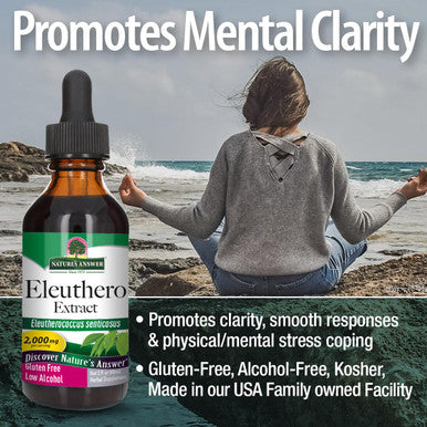 Nature'S Answer Eleuthero Root with Organic Alcohol 2000mg 2oz Extract | Promotes Mental Clarity | Natural Energy Support | Metabolic Increase | Gluten- Non-GMO Vegan | Single Count