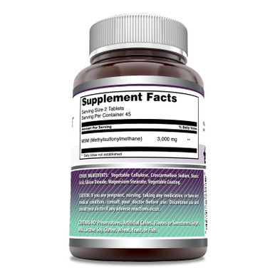 Amazing Formulas Msm (Methylsulfonylmethane)| 3000 Mg Per Serving | 90 Tablets