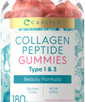 Carlyle Collagen Peptide Gummies 180 Count | Strawberry Flavor Beauty Supplement | Hydrolyzed Collagen For Women & Men | Type 1