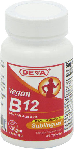 Deva Vegan Vitamin B-12 Fast Dissolve Lozenges 90 Tablets (2 Pack)