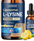 Gz Haoyuan Liposomal L-Lysine 1000Mg Liquid Drops 13-In-1 Lysine Monolaurin Supplements Olive Leaf Extract With Vitamin C B6 D3 B12 & Zinc For Collagen Lip Skin & Immune Support For Kids & Adults 2Oz