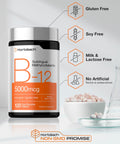 Horbaach B12 Vitamin 5000 mcg 120 Fast Dissolve Tablets Sublingual Methylcobalamin Natural Berry Flavor Vegan NonGMO and Gluten Free Supplement