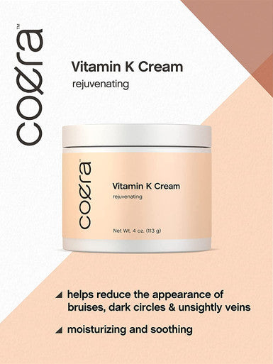 Vitamin K Cream 4 oz Premium Formula for Bruises Spider Veins Dark Circles Broken Capillaries Eyes and Face Paraben and SLS Free by Coera