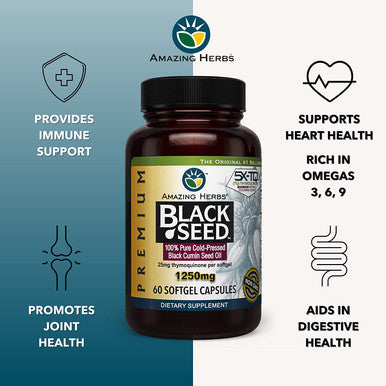Amazing Herbs Premium Black Seed Oil, 60 Count ,Pack of 3