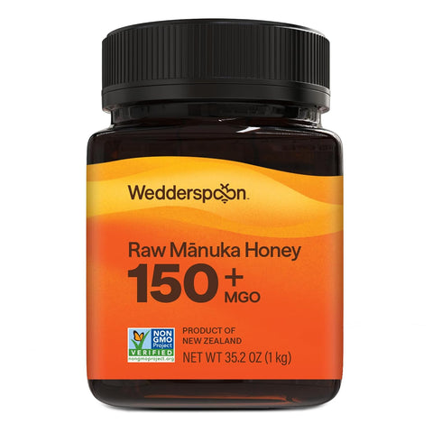 Wedderspoon Raw Manuka Honey 150+ MGO, 17.6 Oz, Unpasteurized New Zealand Honey, Non-GMO, BPA-Free Jar, Superfood & Natural Wellness Support