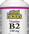 Natural Factors Vitamin B2 Riboflavin 100mg Support for Energy Normal Metabolism 90 Tablets