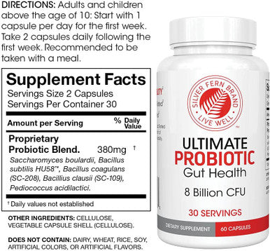 Silver Fern Brand Family Probiotics - Ultimate Adult Probiotic (1 Bottle = 60 Capsules) Plus Ultimate Children'S Probiotic For Kids (1 Bottle = 30 Chewables) - Gut Health & Microbiome Support