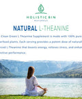 Holistic Bin Clean Green L Theanine Supplement Nootropic Blend of L-Theanine, Ceremonial Grade Matcha Green Tea Powder, Japanese Ashitaba Tea, Moringa & American Ginseng Root (30 Day Supply)