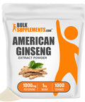 BulkSupplements American Ginseng Extract Powder - Ginseng Supplement for Energy Support, Herbal Supplement - - 1000mg (1 Kilogram - 2.2 lbs)