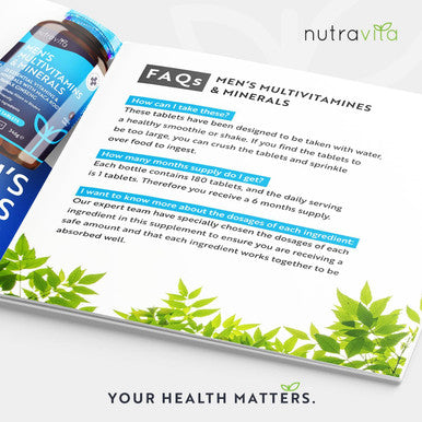 Men'S Multivitamins And Minerals - 25 Essential Active Vitamins And Minerals With Added Maca Root And Panax Ginseng - 180 Vegan Tablets - Made In The Uk By Nutravita
