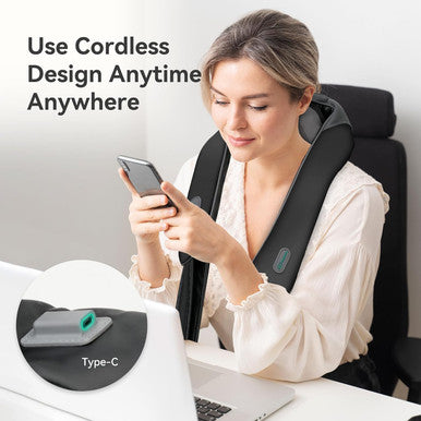 Snailax Cordless Neck Shoulder Massager With Soothing Heat, Upgarded 4D Deep Tissue Kneading, Shiatsu Neck Back Massager Pillow For Neck, Traps, Back, Gifts For Men Women Mom Dad