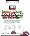 Force Factor Collagen Boosting Superfoods, Vegan Collagen Booster For Women, With Biotin, Hyaluronic Acid, And Vitamin C, For Hair, Skin, Nails, & Joint Support, Tropical Fruit, 60 Soft Chews