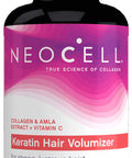 NeoCell Keratin Hair Volumizer, Enhance Hair Strength, Grass-Fed Collagen, Gluten Free, 60 Capsules (Package May Vary)