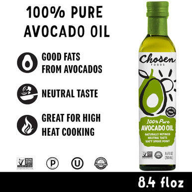 Chosen Foods 100% Pure Avocado Oil Keto and Paleo Diet Friendly Kosher Oil for Baking High Heat Cooking