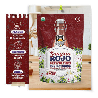 Fermentaholics Organic Sangria Rojo Brew Blends: Secondary Fermentation Flavoring For Kombucha Water Kefir And Other Fermented Drinks