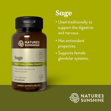 Nature'S Sunshine Sage, 100 Capsules, Kosher | Organic Sage Leave Supplement That Contains 330Mg Of Sage In Each Capsule