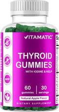 Vitamatic Vegan Thyroid Support Gummies With Iodine & Kelp - 60 Count - Improve Your Energy & Increase Metabolism - Plant Based