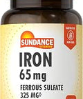 Sundance Iron Supplement Ferrous Sulfate 325mg 100 Tablets Vegetarian NonGMO and Gluten