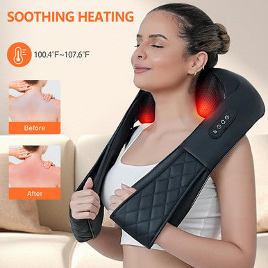Rechargeable Neck Massager With Heat - Shiatsu Back And Neck Massager, Cordless Portable Kneading Shoulder Massage Shawl For Pain Relief Deep Tissue Christmas Gifts For Dad Mom Friends