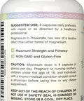 Magnesium L Threonate (Original Magtein Formula) - 2000 Mg 100 Vegan Capsules Non-Gmo Highly Absorptive Pure Supplement A Vitamin