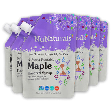 Nunaturals Stevia Syrup Sugar- Sweetener Plant-Based Sugar Substitute Zero Calorie Maple 6.6oz (6-Pack)