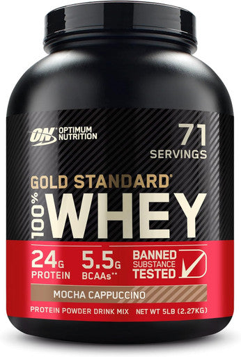 Optimum Nutrition 100% Whey Gold Standard Mocha Capuccino 5 Pounds + Phs Nutrition Cylinder