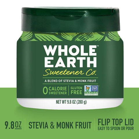 Whole Earth Stevia & Monk Fruit Sweetener Bundle (400 Count Packets + 9.8 Ounce Jar)