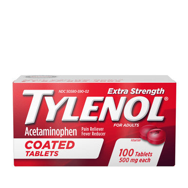 Extra Strength Coated Tablets Adult Pain Relief & Fever Reducer 100 ct