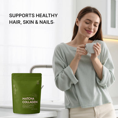 FKRO Matcha Collagen Peptides Powder with Biotin Hyaluronic Acid & Vitamin C | Type I & III Hydrolyzed Collagen f 22 Servings 7.9oz